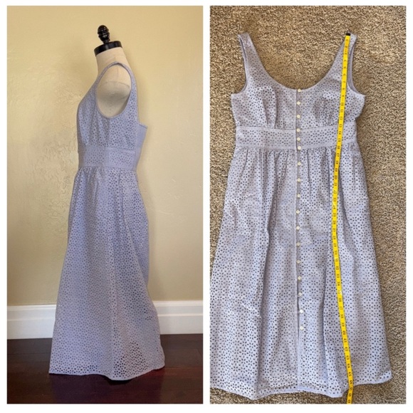 J Crew Button-Front Eyelet Dress Peri Shadow Size 10 - Picture 7 of 13